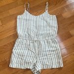 Lou & grey LOFT Linen striped shorts romper sleeveless womens size large Photo 2