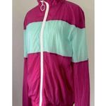 American Apparel Track Jacket Size S Full Zip Windbreaker Fuchsia & Aqua Nylon Photo 1