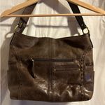 Nino Bossi Genuine Brushed Leather Shoulder Bag Handbag Satchel Brown Bohemian Photo 10