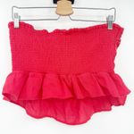 Free People Womens Fun In The Sun Cotton Smocked Tube Top Ruffle Peplum Size L Photo 6