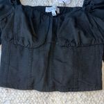 & Other Stories & Other Stories Crop Fitted Smocked Corset Puff Balloon Long Sleeve Top Black 2 Photo 4