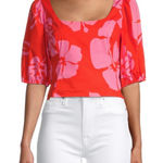 STAUD Papaya Floral Crop Top Size 10 Photo 0