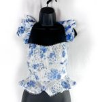 V. Chapman Provence Corset Bustier Top French Blue Floral Ruffle Lace Sz 0 Photo 3