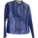 Peter Nygard  Leather & Knit‎ Blue Jacket Size Small Long Sleeves Photo 0