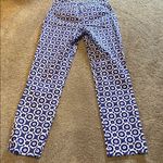 Boden Womens Richmond Pants US 6 LONG Greek Blue White Geo Floral Photo 8