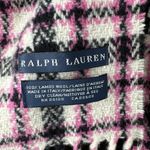 Ralph Lauren Blue Label Pink Black White Plaid Scarf Lambswool Fringe Made Italy Photo 4