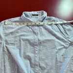 J. McLaughlin  Blouse Womens M Blue Cotton Swiss Dot Button Shirt lightweight Photo 7