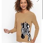 Talbots Sweater Crewneck Zebra Print Tan 3/4 Sleeves Size 2X Cotton Blend Photo 0
