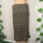 Olive Crochet Fringe Skirt Tan Size L Photo 6