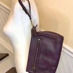 Coach Purple Plum Leather Oversized Wristlet Clutch With Tassels Photo 0