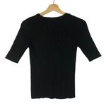 ZARA  Knit Black Ribbed Knit Scoop Neck Half Sleeve Top M Photo 1