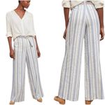 Anthropologie ETT:TWA  Size 0 P Blue White Coastal Striped Cotton Wide Leg Pants Photo 1