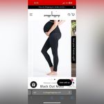 Preggo Leggings Small Postpartum Black Textured Belly Panel Knee Details Photo 3