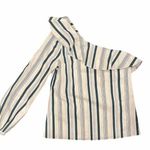 L'Academie NWOT L’ACADEMIE Extra Small Blouse Indigo Stripe One Shoulder Top Revolve Photo 0