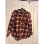 Gap  Women XL Plaid Flannel Button Up Shirt Long Sleeve Orange Red Beige Photo 2