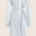 J.Crew Classic-fit cotton poplin shirtdress blue mixed stripe 0 XS Photo 0
