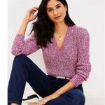Loft Marled Ribbed V Neck Sweater in Light Fresh Magenta, Size large Photo 11