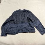 Chico's Chico’s Navy Blue Lace Open Front Lightweight 100% Linen Jacket Blazer Small EUC Photo 4