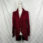 Eddie Bauer  Women's‎ Red Cable Knit Cardigan Sweater Size Medium Shawl Collar Photo 1