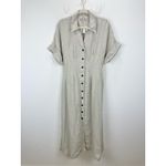 Madewell Pleated Midi Shirtdress 100% Linen A Line Minimalist Oat Beige M NWT Photo 5