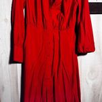 A New Day  Red Pleated Long Sleeve Dress Photo 0