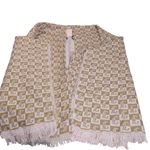 Juicy Couture Shawl Wrap Cover Up Beige Pink Logo Monogrammed Fringe Soft Blend Photo 6