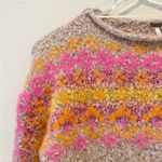 Free People  Snowflake Sweater size XS Pink‎ Pullover Cropped Slouchy Fall Winter Photo 6