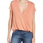 Free People  We The Free Hoffman Surplice Wrap Knit Top in Coral Size S Photo 0