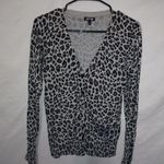 Apt. 9  S Black Creme Gray Leopard Cardigan Sweater Photo 0