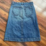 KHAITE  Charlene 100% Cotton Denim Skirt Front Split Midi A-Line Photo 1