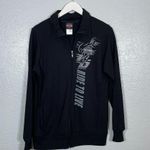 Harley Davidson  Women L Black Graphic Print Full Zip Sweatshirt Pockets Biker Photo 0