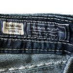 Miss Me  Y2K Signature Dark Wash VTG Tribal Blue Jean Shorts with Embroidery Photo 2