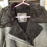 ZARA  Woman’s Coat M Bomber RAF Black Aviator Fur Shearling Real Leather Jacket Photo 3