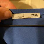 ZARA women’s blue cap sleeve embroidered top, size large Photo 3