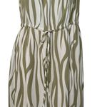 easel Wide Leg Abstract Zebra Ruffled Flutter Sleeve Sage White Jumpsuit S NWT Photo 2
