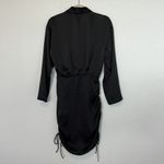 ZARA  Woman’s Ruched Skirt Satin Effect Dress Black Size Small Photo 2