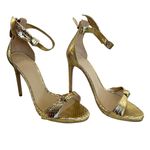 Alexandre Birman Metallic Gold Clarita Python Ankle Wrap Sandals Size 36.5 NEW Photo 2