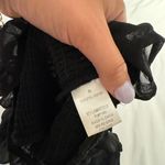 Gab & Kate Mixology  Black Sheer Smocked Ruffle Long Sleeve Tie Back Photo 3