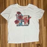 MTV Brand Pink/red MTV with floral Graphic White T-Shirt Photo 0