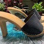 Vintage 90s does 70s black side slide resin heels Size 8 Photo 0