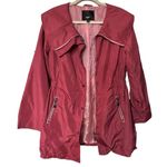 Mossimo Women’s Sz M Maroon Red Trench Rain Coat Jacket Mid Length Cinched Waist Size M Photo 4