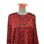 ZARA Woman Red Leopard Print Midi Dress Animal Print Long Sleeve XL Photo 6