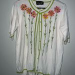 Bob Mackie  White Sweater with Green Trim size small Photo 0