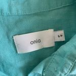 ONIA  Linen Shirt Dress Turquoise Sleeveless Resort Coastal Vacation Small Photo 3