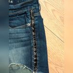American Eagle Jean Shorts Womens 8 Blue Faded Denim Distressed Hem Braided Side Photo 2