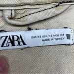 ZARA Studded Z1975 Cropped Denim Jacket Tan Size XS Washed effect 100% Cotton Photo 9
