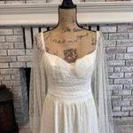 Lulus Affectionate Aura White Swiss Dot Tiered Bustier Midi Dress Medium Photo 4