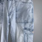 KanCan Felicity High Rise Slim Straight Leg Fringe Hem Cargo Jeans Size 9 Blue Photo 4