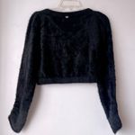 For Love & Lemons Anastasia Black Fuzzy Cropped Cardigan Sweater M Photo 7