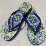 Brighton  Gem Sandals Blue Citrus Yellow Italian Tile Flip Flops Women’s size‎ 9 Photo 0